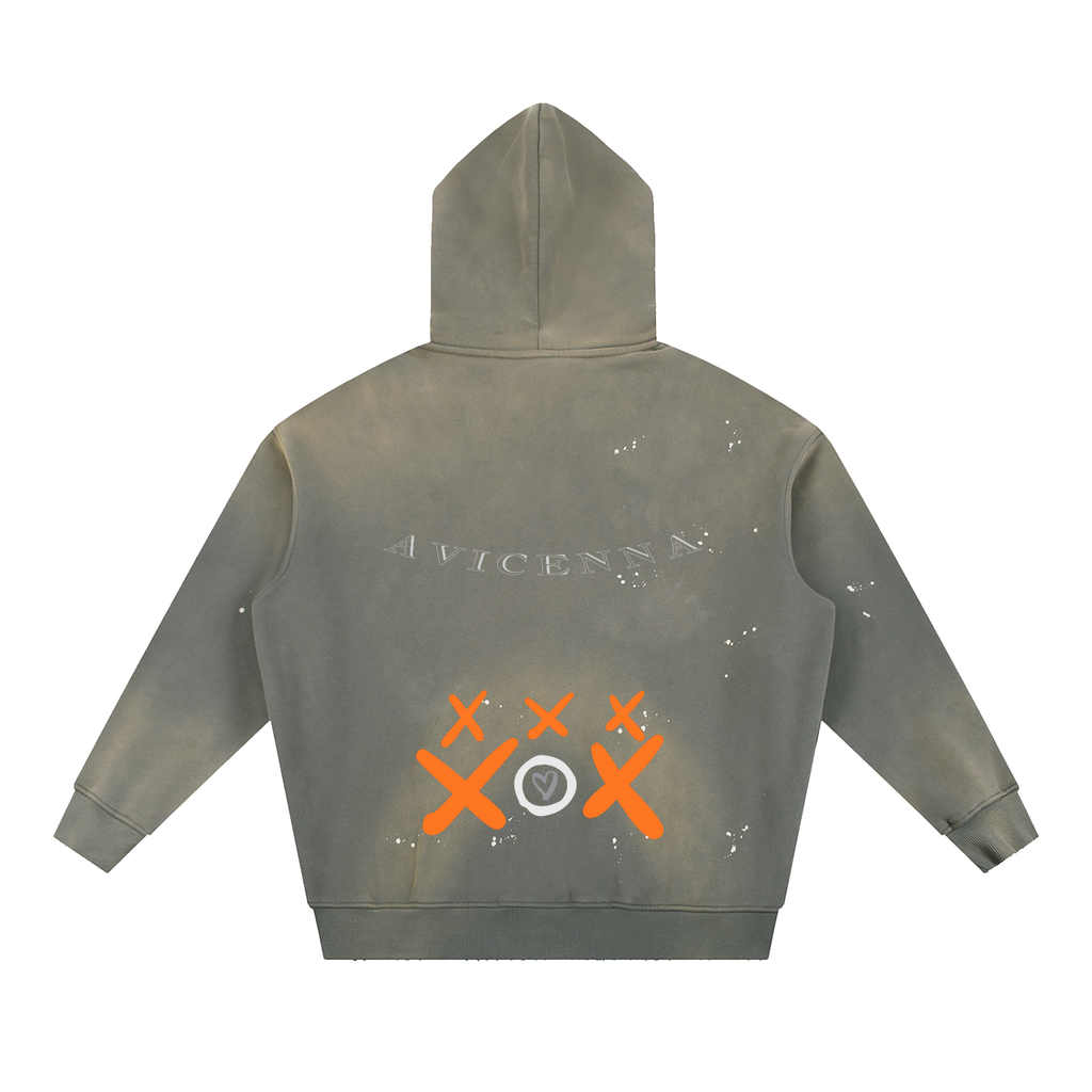 Vintage Washed Frayed Fleece Hoodie [XOX]