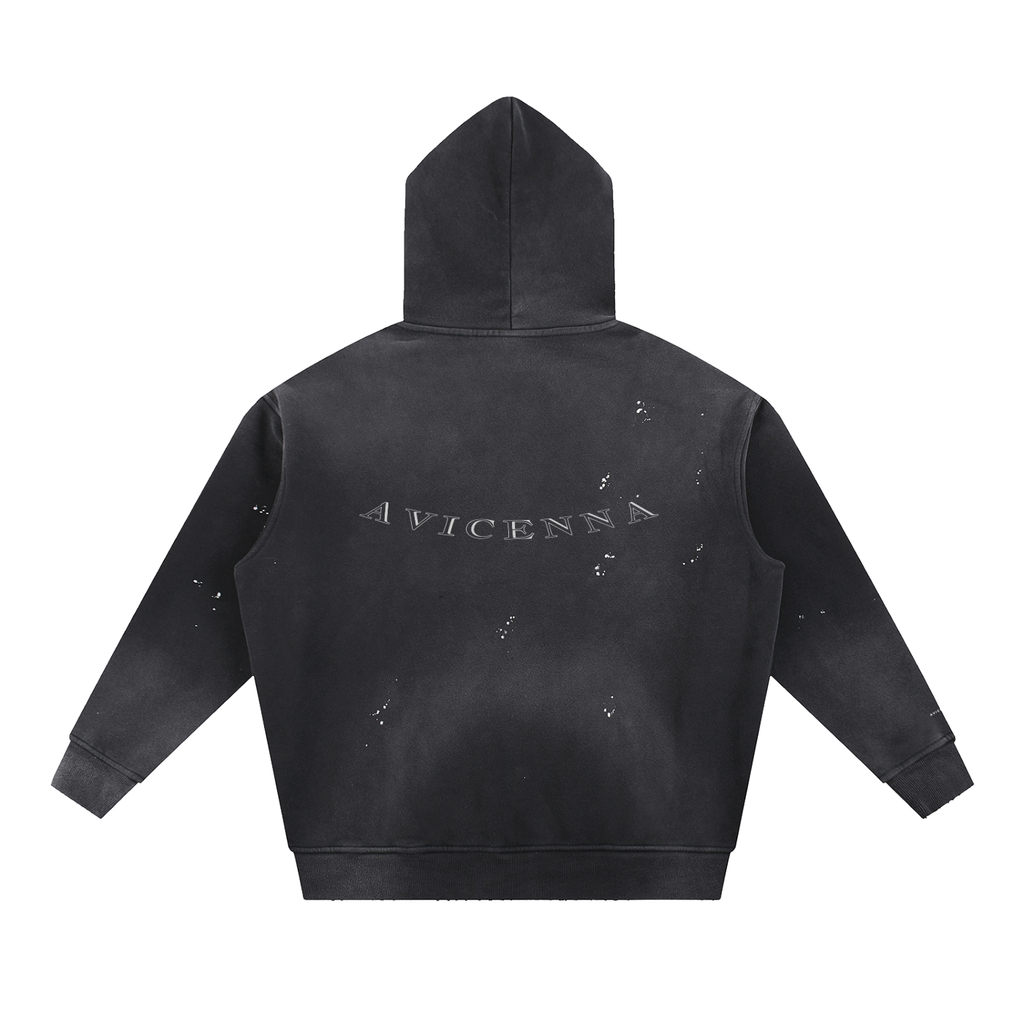 Vintage Washed Frayed Fleece Hoodie