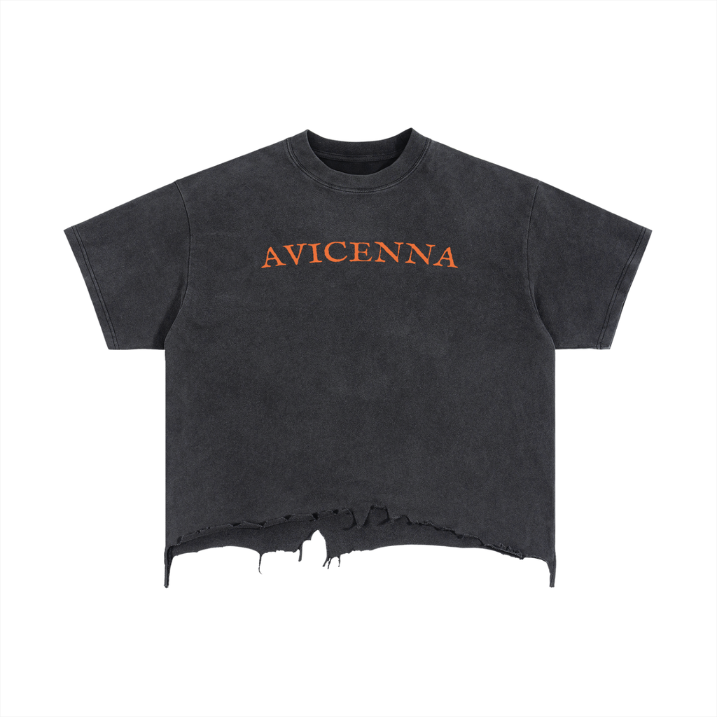 Vintage Wash Boxy Distressed Hem T-Shirt [XOX]