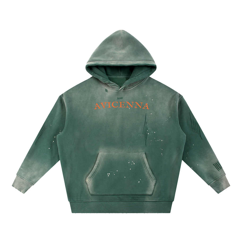 Vintage Washed Frayed Fleece Hoodie