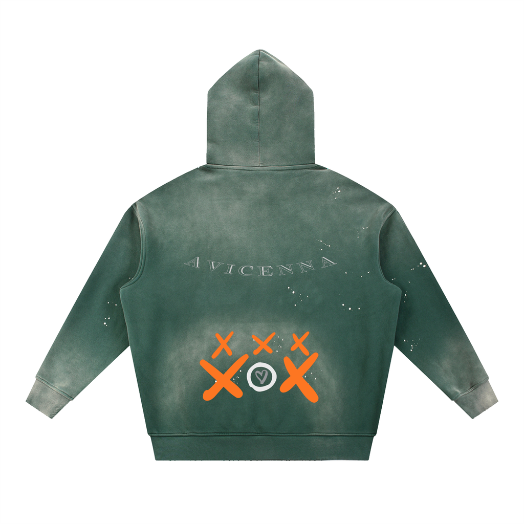 Vintage Washed Frayed Fleece Hoodie [XOX]