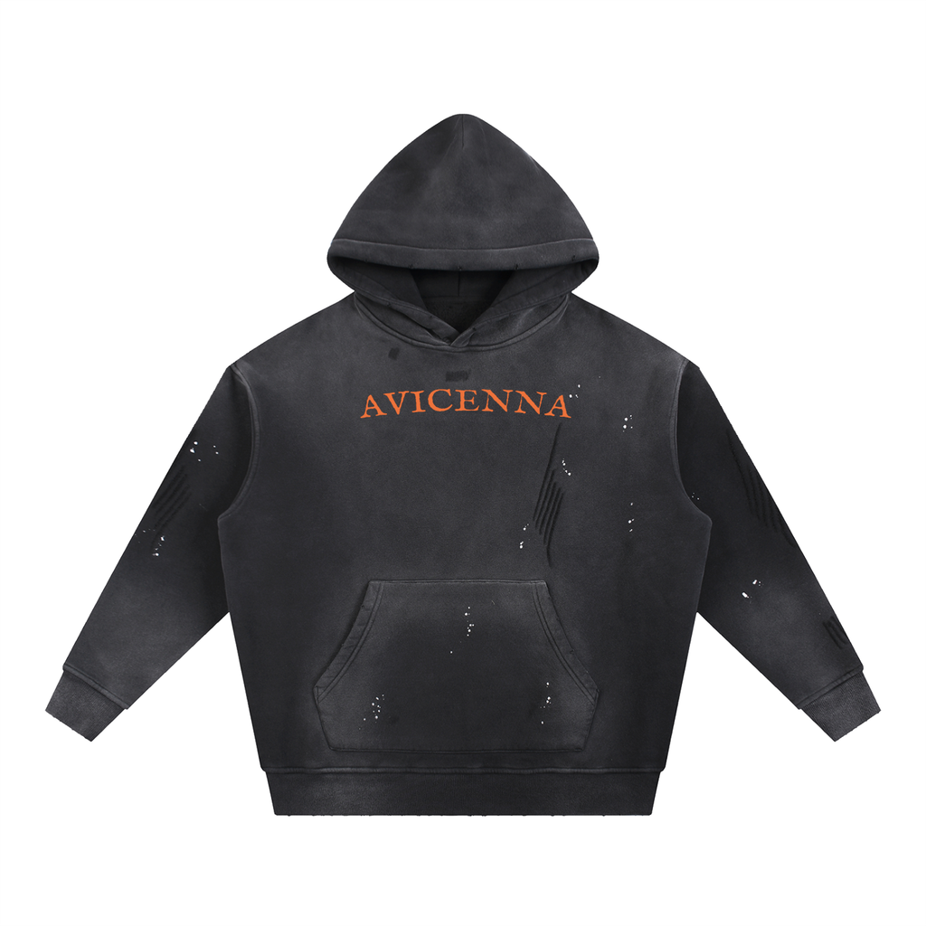 Vintage Washed Frayed Fleece Hoodie [XOX]