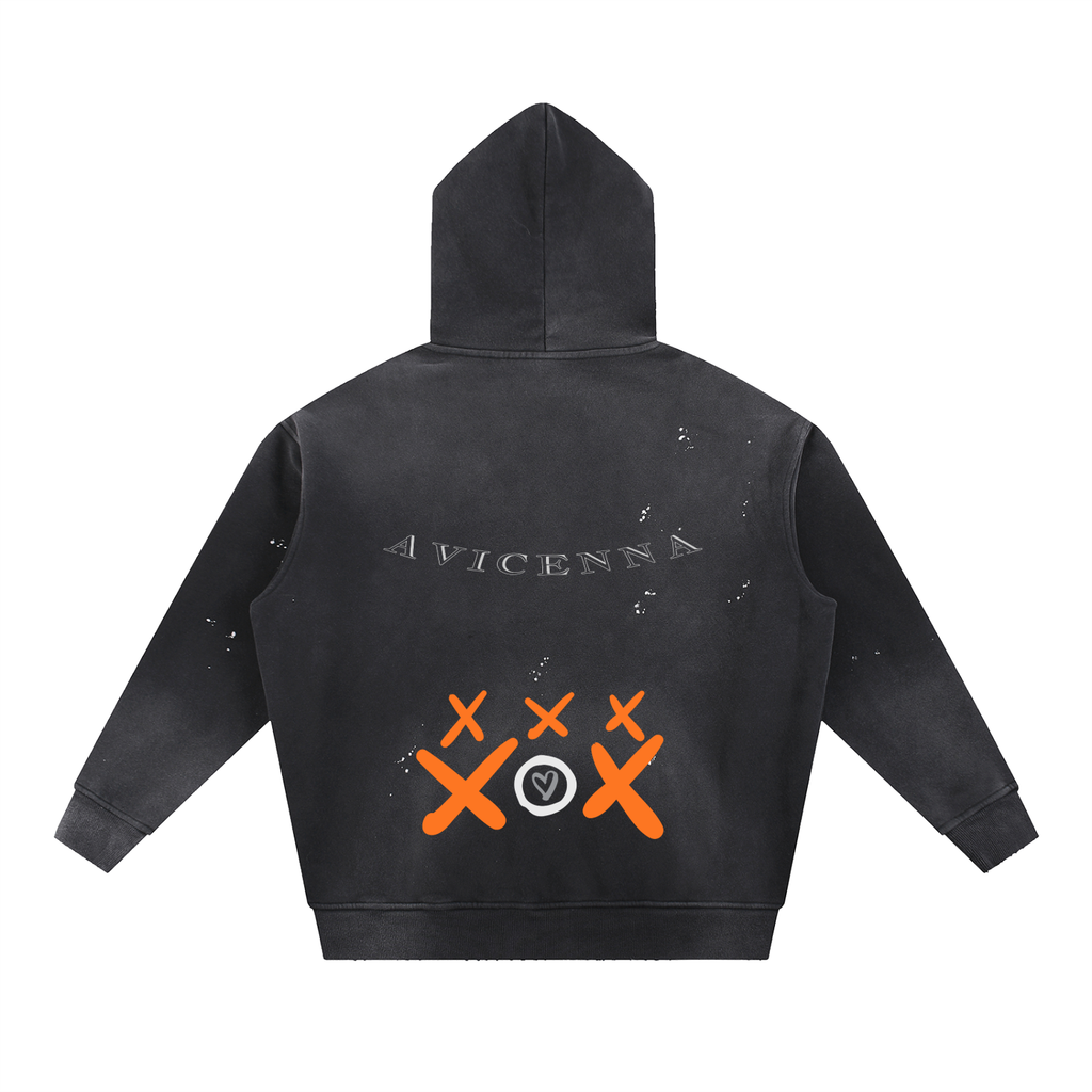 Vintage Washed Frayed Fleece Hoodie [XOX]