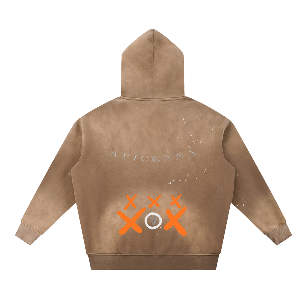 Vintage Washed Frayed Fleece Hoodie [XOX]